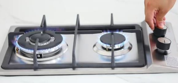 Gas Stove Gas Cooktop 2 Burners,12 Inches Portable Stainless Steel Built-in Gas Hob LPG Dual Fuel Easy to Clean for RVs, Apartments, Outdoor