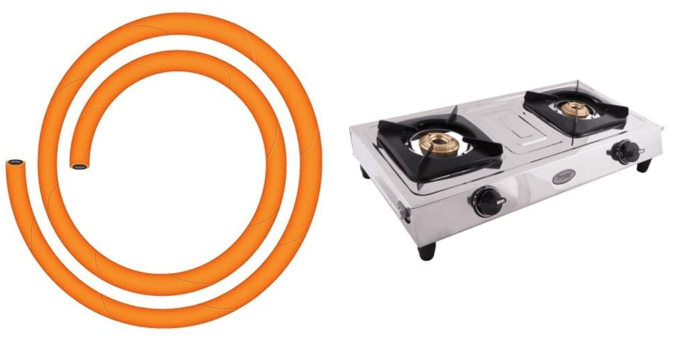 Prestige LPG Hose & Star Stainless Steel 2 Burner Gas Stove