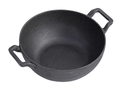 9.  The Indus Valley Pre-Seasoned Cast Iron Kadai/Kadhai for Cooking and deep Frying