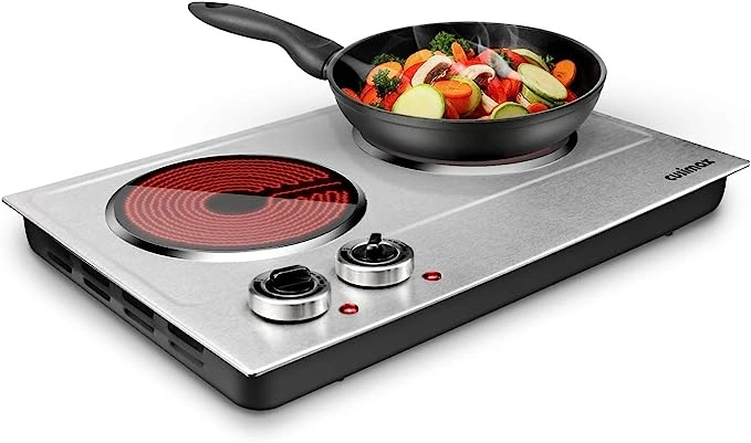 1800W Ceramic Electric Hot Plate for Cooking, Dual Control Infrared Cooktop