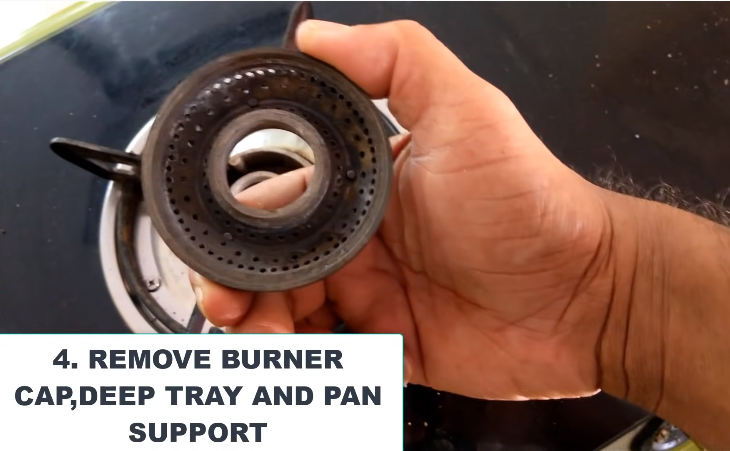 Remove The Burner Cap, Deep Tray, and Support Pan